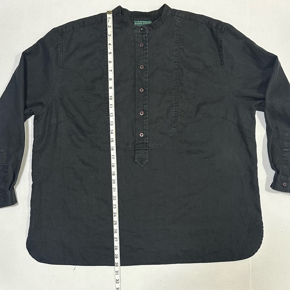 Lauren Ralph Lauren LRL Linen Bib Front Popover Top 20W Long Sleeve Lagenlook - Picture 12 of 14